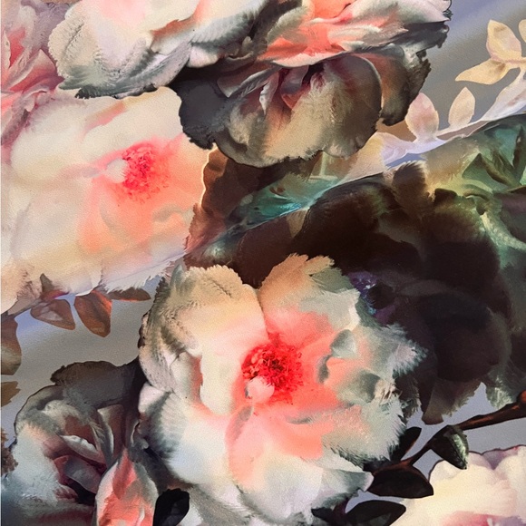 Badgley Mischka corset, floral, knee length, off shoulder dress. - Picture 3 of 8